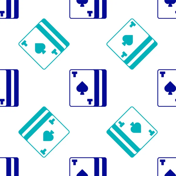 Deck Azul Cartas Jogar Ícone Isolado Padrão Sem Costura Fundo — Vetor de Stock
