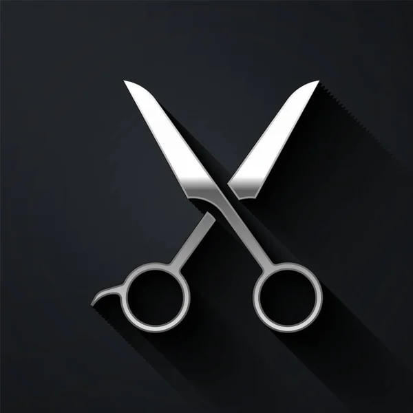 Silver Scissors Friseur Symbol Isoliert Auf Schwarzem Hintergrund Friseur Modesalon — Stockvektor