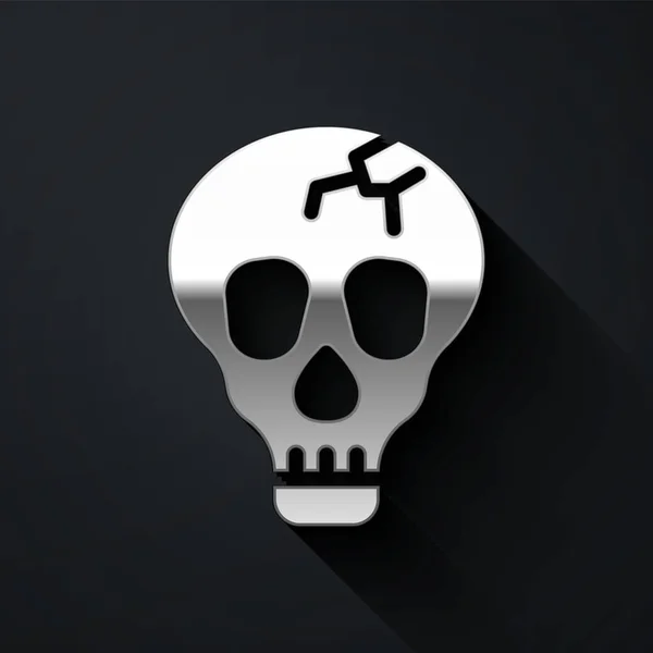 Silver Skull Εικονίδιο Απομονώνονται Μαύρο Φόντο Καλό Αποκριάτικο Πάρτι Μακρύ — Διανυσματικό Αρχείο