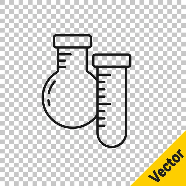 Black Line Test Tube Flask Chemical Laboratory Test Icon Isolated — Stock Vector