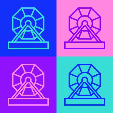 Pop sanat eseri piyango makinesi simgesi renk arkaplanında izole edildi. Lotto bingo şans oyunu konsepti. Çarkıfelek keyfi. Vektör.