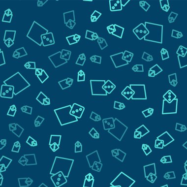 Yeşil çizgi oyun simgesi mavi arkaplanda izole edilmiş kusursuz desen. Kumarhane kumarı. Vektör.