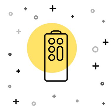 Siyah çizgi uzaktan kontrol simgesi beyaz arkaplanda izole edildi. Rastgele dinamik şekiller. Vektör.