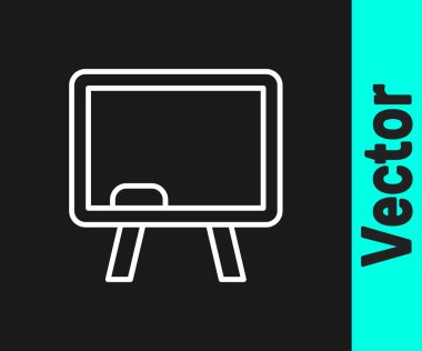 Siyah arkaplanda beyaz çizgi kireçtaşı simgesi izole edildi. Okul karatahtası. Vektör.