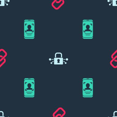 Zincir bağlantısını, Siber güvenliği ve mobil güvenliği ayarlayın ve sorunsuz bir şekilde tanımlayın. Vektör.