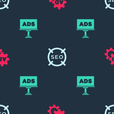 Reklamcılığı, SEO optimizasyonunu ve kusursuz şablonu ayarla. Vektör.