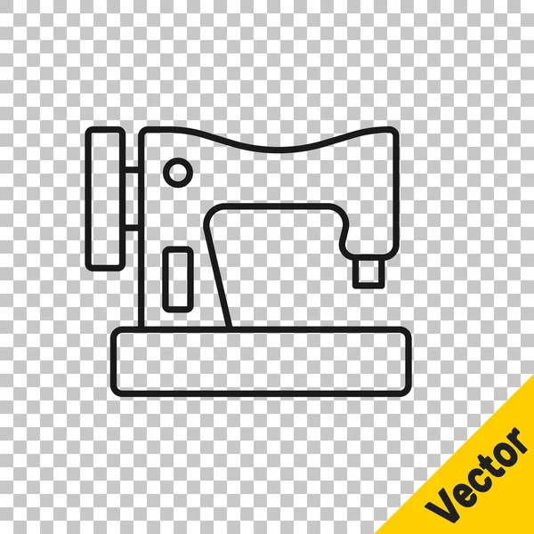 Linha Preta Ícone Máquina Costura Isolado Fundo Transparente Vetor — Vetor de Stock