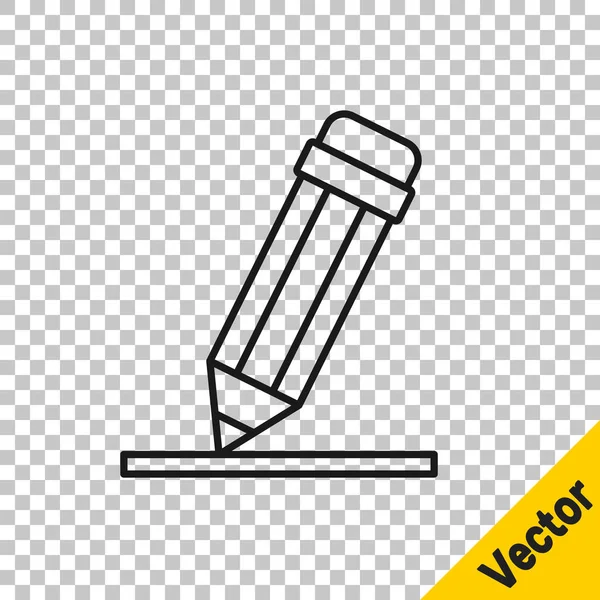 Black Line Pencil Eraser Icon Isolated Transparent Background Drawing Educational — Stock Vector