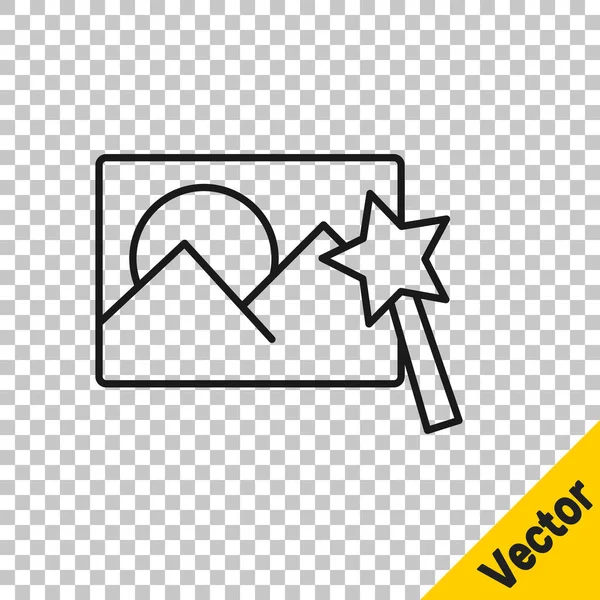 Schwarze Linie Foto Retusche Symbol Isoliert Auf Transparentem Hintergrund Fotograf — Stockvektor
