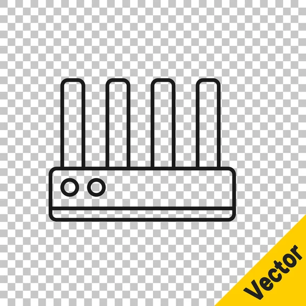 Black Line Router Und Wlan Signalsymbol Isoliert Auf Transparentem Hintergrund — Stockvektor