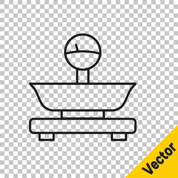 Значок Шкала Черной Линии Изолирован Прозрачном Фоне Оборудование Измерения Веса — стоковый вектор