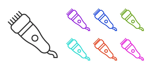 Zwarte Lijn Elektrische Tondeuse Scheerapparaat Pictogram Geïsoleerd Witte Achtergrond Barbershop — Stockvector