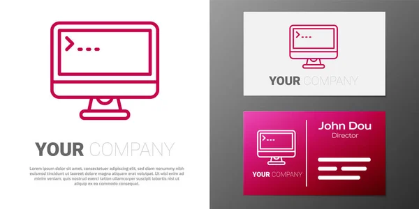 Línea Logotipo Icono Pantalla Monitor Computadora Aislado Sobre Fondo Blanco — Vector de stock
