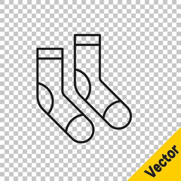 Ligne Noire Chaussettes Icône Isolée Sur Fond Transparent Vecteur — Image vectorielle