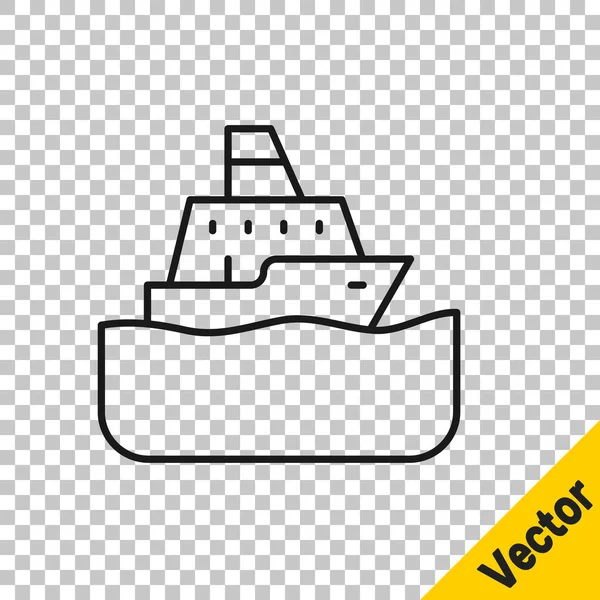 Icono Crucero Línea Negra Aislado Sobre Fondo Transparente Turismo Viajes — Vector de stock