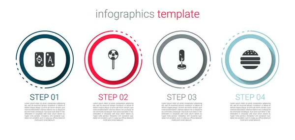 Set Tarot Cards Lollipop Tree Burger Business Infographic Template Vector — Stock Vector