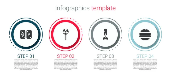 タロットカード ロリポップ ツリーとバーガーをセットします ビジネスインフォグラフィックテンプレート ベクトル — ストックベクタ