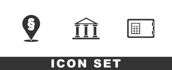 Establezca Ley Ubicación Edificio Corte Icono Caja Fuerte Vector — Vector de stock