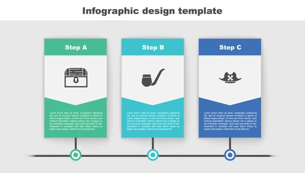 Set Antieke Schatkist Rookpijp Piratenhoed Bedrijfsinfographic Sjabloon Vector — Stockvector