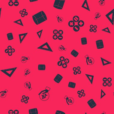 Karekök x glifini, geometrik figürü, üçgen cetveli ve hesaplayıcıyı pürüzsüz desene ayarla. Vektör