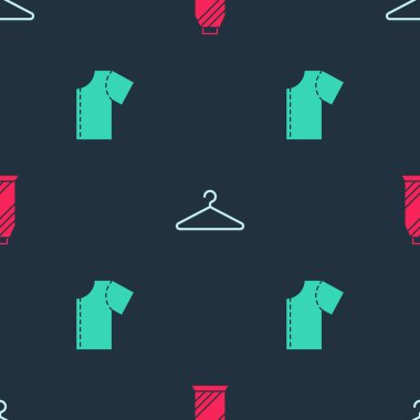 Dikiş ipliğini makaraya, elbise dolabına ve şablona kusursuz bir şekilde yerleştir. Vektör