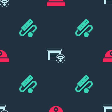 Hareket sensörü, akıllı garaj ve elektrik uzatma kablosunu kusursuz desene ayarlayın. Vektör