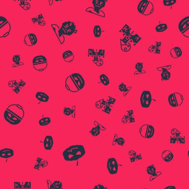 Balkabağı, Zombi maskesi, tatlı ve kale sepeti, kusursuz desenli kale. Vektör