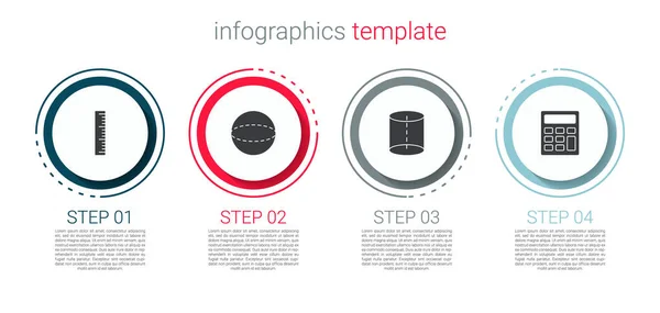 Set Ruler Geometric Figure Sphere Calculator Business Infographic Template Vector — Stock Vector