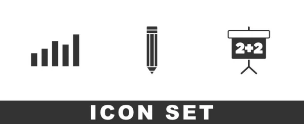 Définir Graphique Calendrier Graphique Diagramme Crayon Icône Tableau Vecteur — Image vectorielle