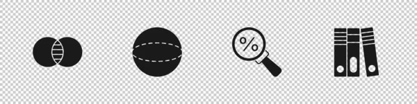 Set Mathematik Sets Und Geometrische Figur Kugel Lupe Mit Prozent — Stockvektor