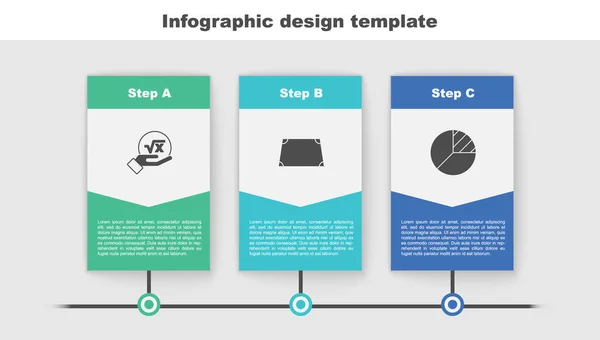 Ställ Kvadratroten Glyf Akut Trapezoid Form Och Pie Diagram Infographic — Stock vektor