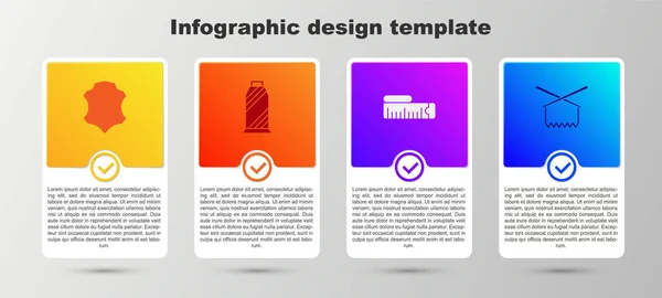レザー スプール上の縫製糸 テープメジャーとニット針を設定します ビジネスインフォグラフィックテンプレート ベクトル — ストックベクタ