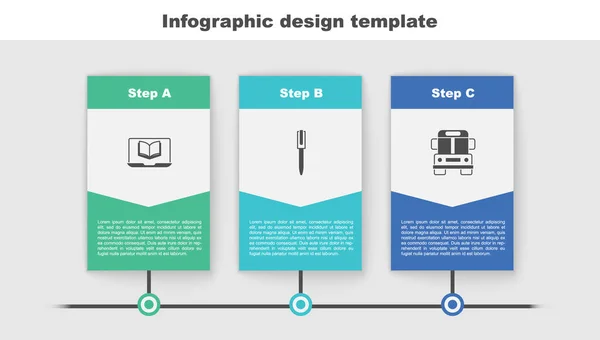 Definir Aula Line Pen School Bus Modelo Infográfico Negócios Vetor —  Vetores de Stock