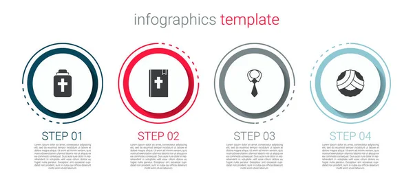 Bestattungsurne Bibelbuch Krawatte Und Gedenkkranz Geschäftsinfografische Vorlage Vektor — Stockvektor