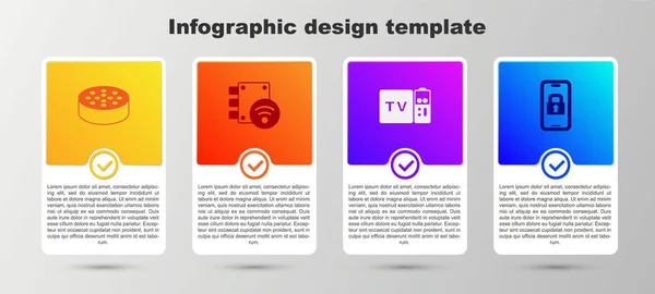 Zestaw Czujnik Wody Cyfrowy Zamek Drzwi Multimedia Odbiornik Szablon Infograficzny — Wektor stockowy