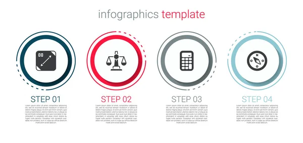 Állítsa Diagonális Mérés Mérleg Igazság Számológép Iránytű Üzleti Infografikai Sablon — Stock Vector