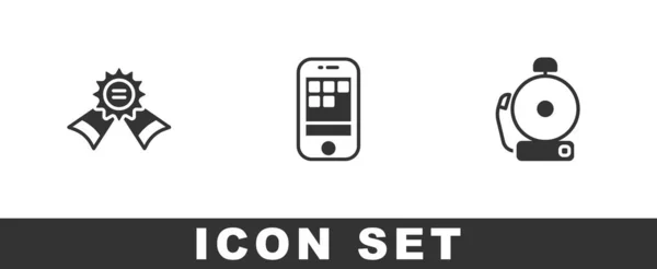 Nastavit Medaili Smartphone Zvonění Alarm Ikonu Vektor — Stockový vektor