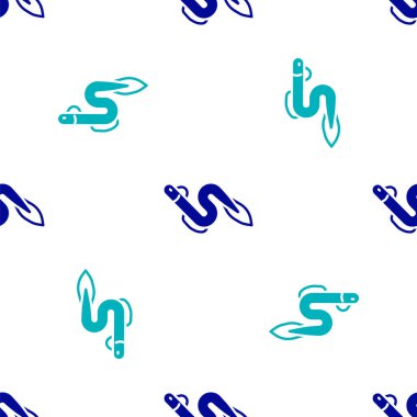 Mavi Yılan Balığı ikonu beyaz arka planda izole edilmiş kusursuz desen. Vektör.