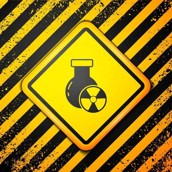 Černá Laboratorní Chemická Kádinka Toxickou Tekutou Ikonou Izolovanou Žlutém Pozadí — Stockový vektor