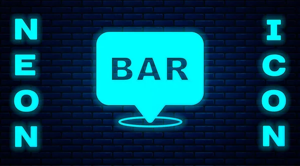 Brillante Neón Alcohol Bar Cerveza Icono Ubicación Aislado Fondo Pared — Archivo Imágenes Vectoriales