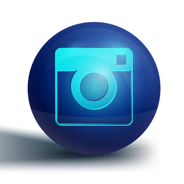 蓝光相机图标隔离在白色背景上 脚踏相机 数字摄影 蓝色圆环按钮 — 图库矢量图片