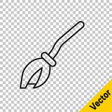 Kara Hat Cadıları süpürge simgesi şeffaf arkaplanda izole edildi. Mutlu Cadılar Bayramı Partisi. Vektör.