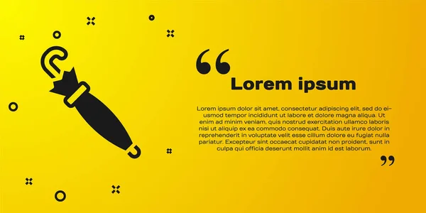Icono Paraguas Negro Aislado Sobre Fondo Amarillo Concepto Seguro Icono — Vector de stock