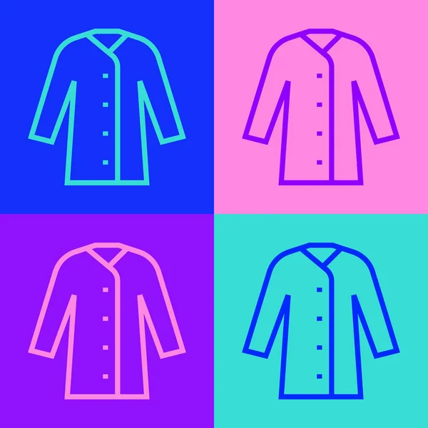 Pop Konst Linje Raincoat Ikon Isolerad Färg Bakgrund Vektor — Stock vektor