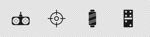 设置Gamepad Target Sport Sspool和Domino图标上的缝纫线程 — 图库矢量图片