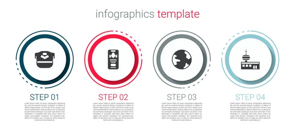 集领航员帽 机票号 环球及机场控制塔为一体 业务信息模板 — 图库矢量图片