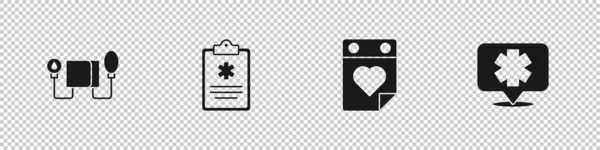 緊急アイコンの血圧 臨床記録 医師の任命と医療記号を設定します ベクトル — ストックベクタ