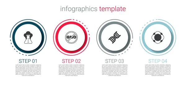 Sätt Kemisk Explosion Ingen Gmo Dna Symbol Och Molekyl Företagsinfo — Stock vektor