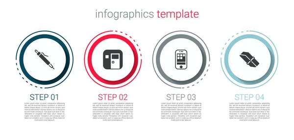 Set Pen School Classroom Smartphone Eraser Rubber Business Infographic Template — Stock Vector