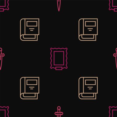 Hançer, Tarih kitabı ve Resim 'yi kusursuz desen üzerine ayarla. Vektör